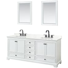 Deborah 80" Free Standing Double Basin Vanity Set with Cabinet, Quartz Vanity Top, and Framed Mirror