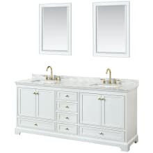 Deborah 80" Free Standing Double Vanity Set with Wood Cabinet, Marble Vanity Top, and Framed Mirror