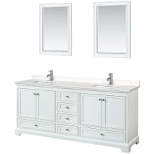 Deborah 80" Free Standing Double Basin Vanity Set with Cultured Marble Vanity Top and Framed Mirror