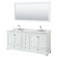 Deborah 80" Free Standing Double Vanity Set with Wood Cabinet, Marble Vanity Top, and Framed Mirror