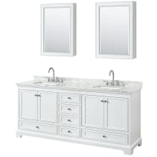 Deborah 80" Free Standing Double Vanity Set with Wood Cabinet, Marble Vanity Top, and Medicine Cabinet