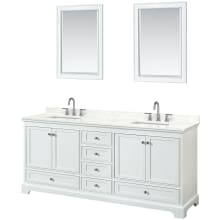 Deborah 80" Free Standing Double Basin Vanity Set with Cabinet, Quartz Vanity Top, and Framed Mirror