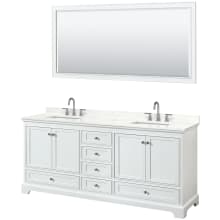 Deborah 80" Free Standing Double Basin Vanity Set with Cabinet, Quartz Vanity Top, and Framed Mirror