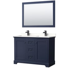 Avery 48" Free Standing Double Basin Vanity Set with Cabinet, Quartz Vanity Top, and Framed Mirror