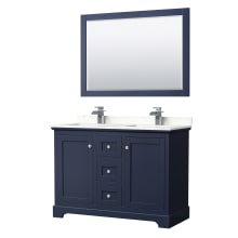 Avery 48" Free Standing Double Basin Vanity Set with Cabinet, Quartz Vanity Top, and Framed Mirror