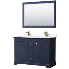 Avery 48" Free Standing Double Basin Vanity Set with Cabinet, Quartz Vanity Top, and Framed Mirror