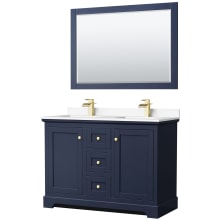 Avery 48" Free Standing Double Basin Vanity Set with Cabinet, Cultured Marble Vanity Top, and Framed Mirror