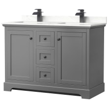 Avery 48" Free Standing Double Basin Vanity Set with Cabinet and Quartz Vanity Top