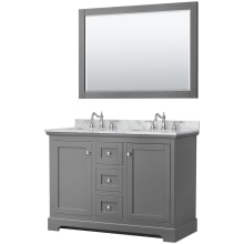 Avery 48" Free Standing Double Basin Vanity Set with Cabinet, Marble Vanity Top, and Framed Mirror