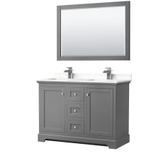 Avery 48" Free Standing Double Basin Vanity Set with Cabinet, Quartz Vanity Top, and Framed Mirror