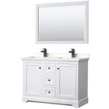 Avery 48" Free Standing Double Basin Vanity Set with Cabinet, Quartz Vanity Top, and Framed Mirror