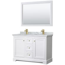 Avery 48" Free Standing Double Basin Vanity Set with Cabinet, Marble Vanity Top, and Framed Mirror