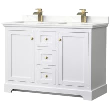 Avery 48" Free Standing Double Basin Vanity Set with Cabinet and Quartz Vanity Top