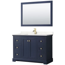 Avery 48" Free Standing Single Basin Vanity Set with Cabinet, Cultured Marble Vanity Top, and Framed Mirror