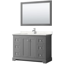 Avery 48" Free Standing Single Basin Vanity Set with Cabinet, Cultured Marble Vanity Top, and Framed Mirror