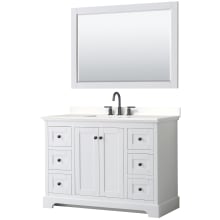 Avery 48" Free Standing Single Basin Vanity Set with Cabinet, Quartz Vanity Top, and Framed Mirror