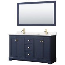 Avery 60" Free Standing Double Basin Vanity Set with Cabinet, Cultured Marble Vanity Top, and Framed Mirror