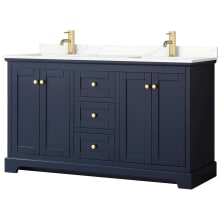 Avery 60" Free Standing Double Basin Vanity Set with Cabinet and Quartz Vanity Top