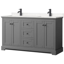 Avery 60" Free Standing Double Basin Vanity Set with Cabinet and Cultured Marble Vanity Top