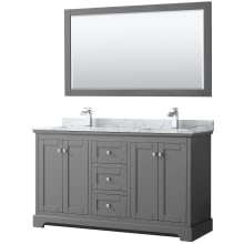 Avery 60" Free Standing Double Basin Vanity Set with Cabinet, Marble Vanity Top, and Framed Mirror