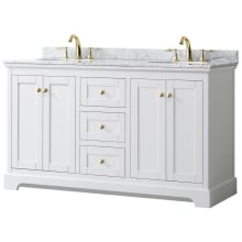 Avery 60" Free Standing Double Basin Vanity Set with Cabinet and Marble Vanity Top