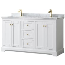 Avery 60" Free Standing Double Basin Vanity Set with Cabinet and Marble Vanity Top