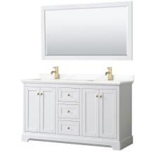 Avery 60" Free Standing Double Basin Vanity Set with Cabinet, Quartz Vanity Top, and Framed Mirror
