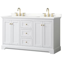 Avery 60" Free Standing Double Basin Vanity Set with Cabinet and Quartz Vanity Top