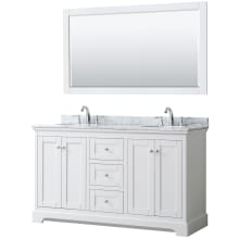 Avery 60" Free Standing Double Basin Vanity Set with Cabinet, Marble Vanity Top, and Framed Mirror