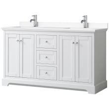 Avery 60" Free Standing Double Basin Vanity Set with Cabinet and Cultured Marble Vanity Top