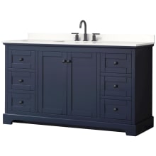 Avery 60" Free Standing Single Basin Vanity Set with Cabinet and Quartz Vanity Top