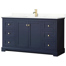 Avery 60" Free Standing Single Basin Vanity Set with Cabinet and Quartz Vanity Top