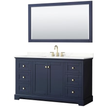 Avery 60" Free Standing Single Basin Vanity Set with Cabinet, Quartz Vanity Top, and Framed Mirror
