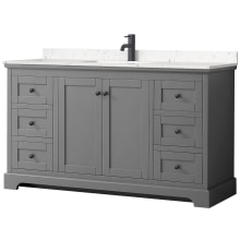Avery 60" Free Standing Single Basin Vanity Set with Cabinet and Cultured Marble Vanity Top