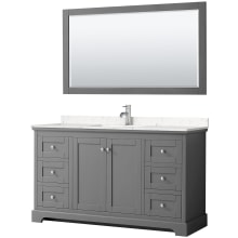 Avery 60" Free Standing Single Basin Vanity Set with Cabinet, Cultured Marble Vanity Top, and Framed Mirror