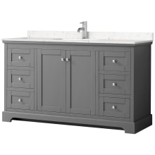 Avery 60" Free Standing Single Basin Vanity Set with Cabinet and Cultured Marble Vanity Top