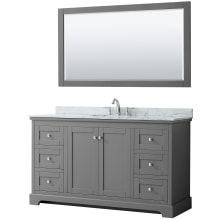 Avery 60" Free Standing Single Basin Vanity Set with Cabinet, Marble Vanity Top, and Framed Mirror