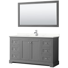 Avery 60" Free Standing Single Basin Vanity Set with Cabinet, Quartz Vanity Top, and Framed Mirror