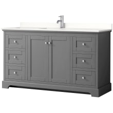 Avery 60" Free Standing Single Basin Vanity Set with Cabinet and Quartz Vanity Top