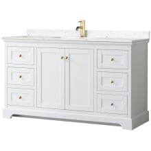 Avery 60" Free Standing Single Basin Vanity Set with Cabinet and Cultured Marble Vanity Top