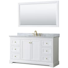 Avery 60" Free Standing Single Basin Vanity Set with Cabinet, Marble Vanity Top, and Framed Mirror