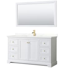 Avery 60" Free Standing Single Basin Vanity Set with Cabinet, Quartz Vanity Top, and Framed Mirror