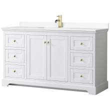 Avery 60" Free Standing Single Basin Vanity Set with Cabinet and Cultured Marble Vanity Top