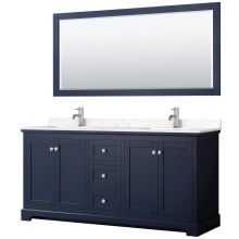 Avery 72" Free Standing Double Basin Vanity Set with Cabinet, Cultured Marble Vanity Top, and Framed Mirror