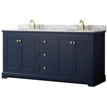 Avery 72" Free Standing Double Basin Vanity Set with Cabinet and Marble Vanity Top