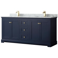 Avery 72" Free Standing Double Basin Vanity Set with Cabinet and Marble Vanity Top