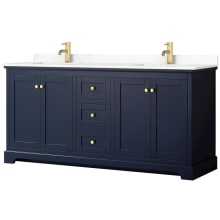 Avery 72" Free Standing Double Basin Vanity Set with Cabinet and Quartz Vanity Top
