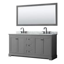Avery 72" Free Standing Double Basin Vanity Set with Cabinet, Marble Vanity Top, and Framed Mirror