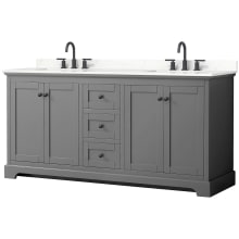 Avery 72" Free Standing Double Basin Vanity Set with Cabinet and Quartz Vanity Top