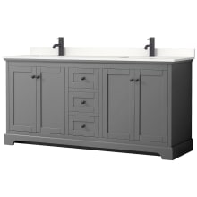 Avery 72" Free Standing Double Basin Vanity Set with Cabinet and Quartz Vanity Top